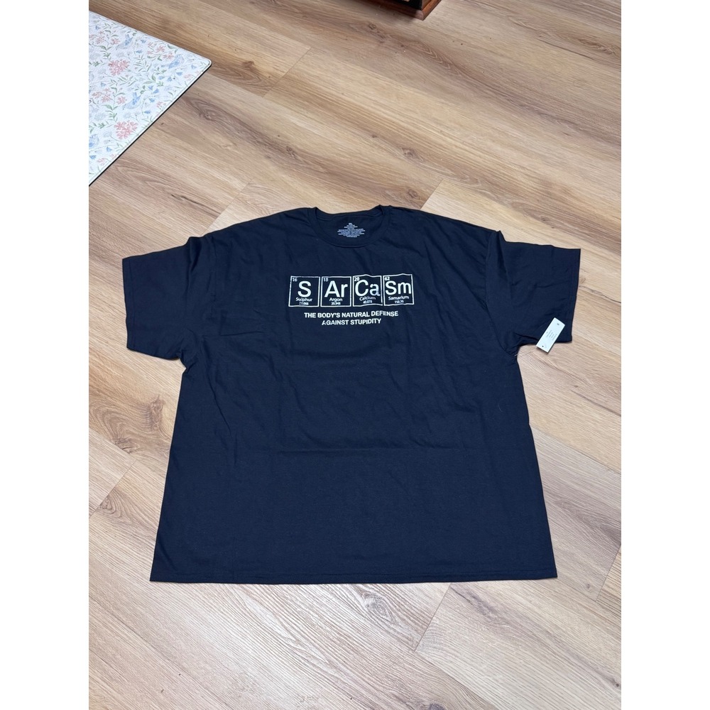 Mens Sarcasm Periodic Table Graphic T-Shirt Black 100% Cotton Funny Tee 3XL